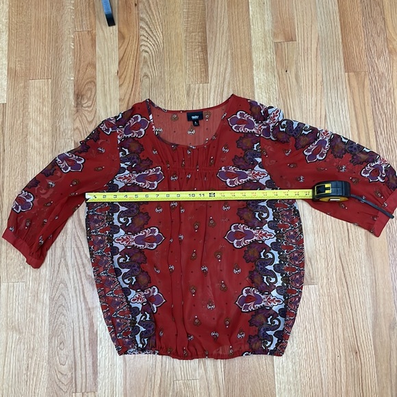 🔴 MOSSIMO SUPPLY Co.  Boho Smocked Front Top - L - Burnt Orange Print (FINAL) - Picture 7 of 7